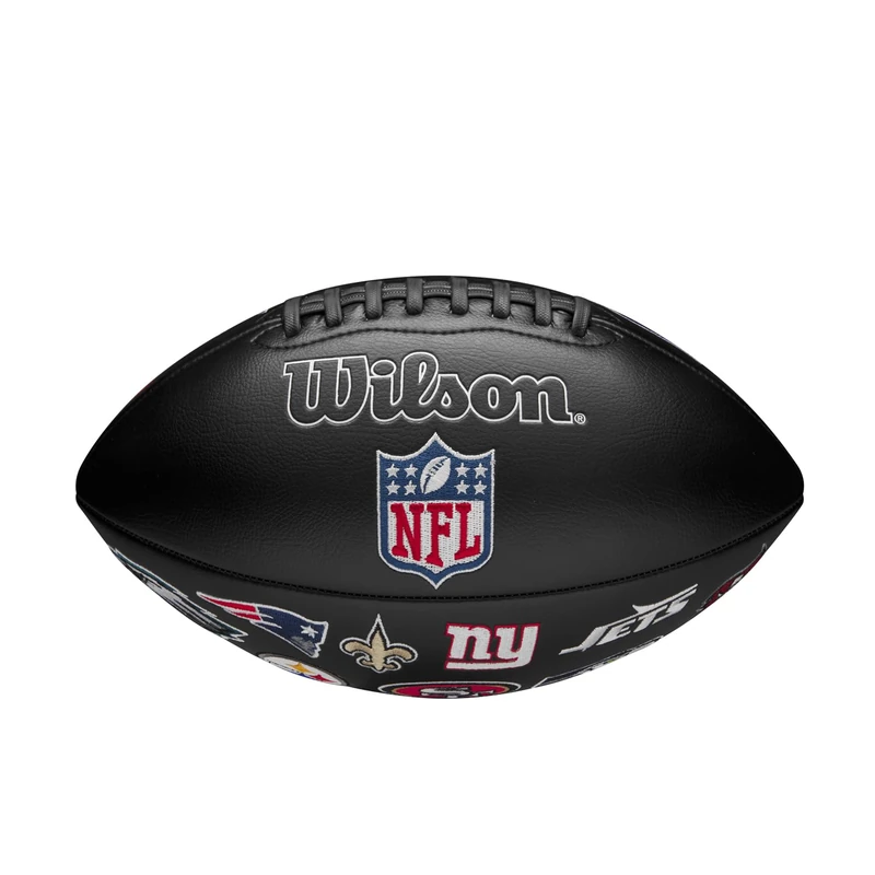 Wilson NFL All Team Patch Football, Premium Composite Snakeskin-Textured Football, Official Size, Colour: Black - Image 1