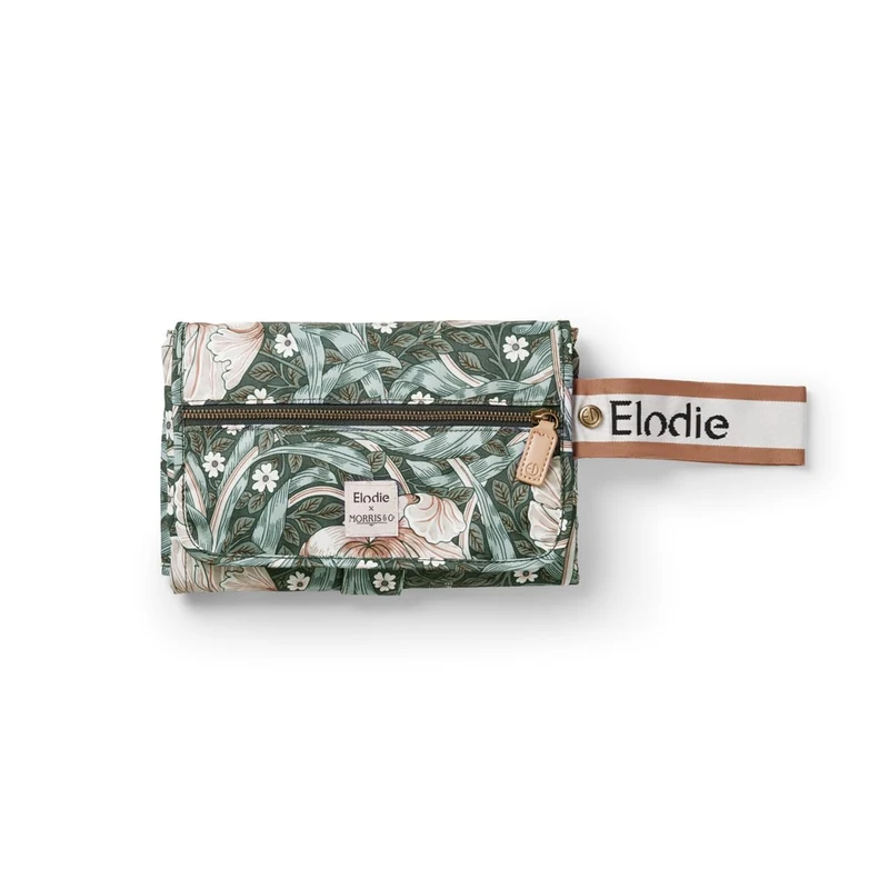 Elodie Details Portable Changing Mat Foldable Wipeable Compact, Terry Cloth Cover Machine Washable, Front Wipes Pocket Wrist Strap Travel Nappy Change Pad Newborn Baby Gift, Pimpernel