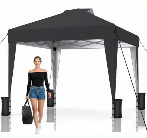 Pop Up Gazebo 3m x 3m, Waterproof Windproof Outdoor Canopy Tent for Garden Parties, Camping & BBQ, All-Weather Heavy Duty Gazebo (Dark Grey)