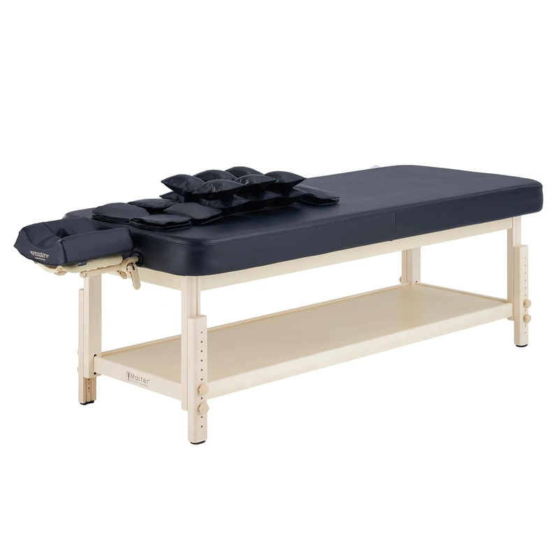 Master Massage 30”AirMaster-I with Airwave Full Body Stretching Stationary Spa Table with Airbags 3D Lumbar Traction for Professional & Home Use Chiropractic Table (Royal Blue with Natural Wood Frame)