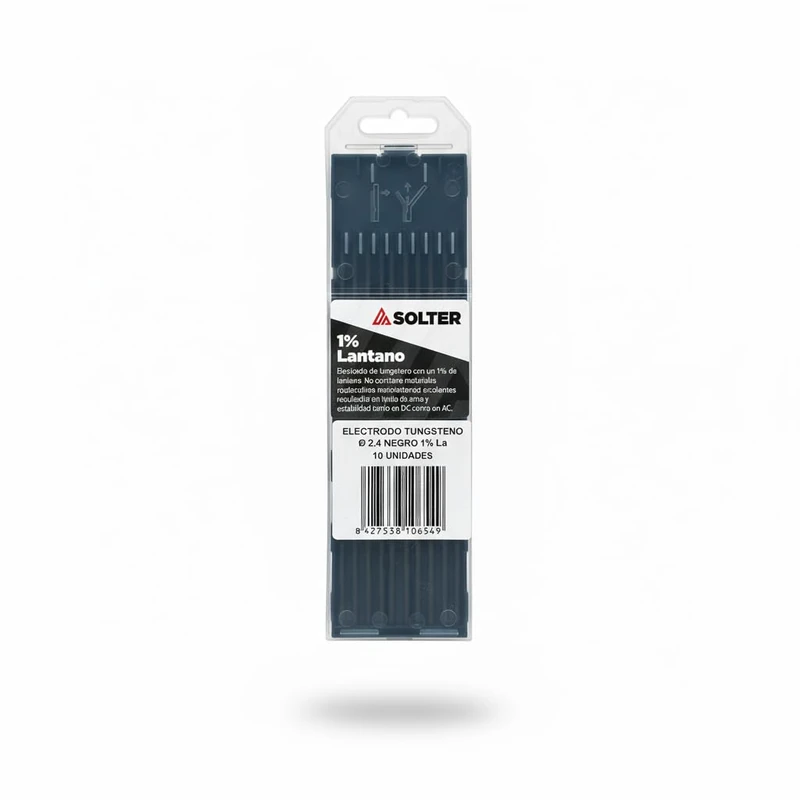 Solter TIG DC Black Tungsten Electrodes – 1% Lanthanum (La₂O₃), Stable Arc and Low Erosion – Professional Consumable for GTAW Welding (General Purpose ø 2.4) - Image 1