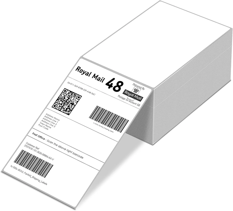 iSOUL 4x6 Direct Thermal Shipping Labels - 25000 White Fanfold