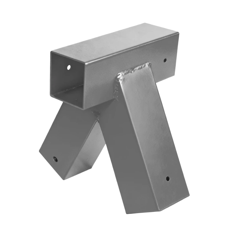 Relaxdays swing connector, A-shaped, 90° angle, for 90x90 mm square posts, powder-coated carbon steel, grey