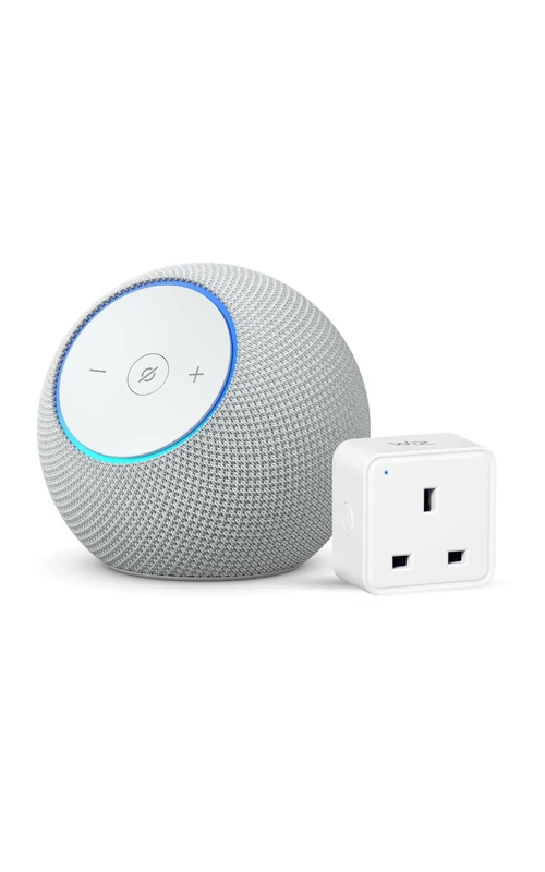 Amazon Echo Dot Max (newest gen) | Glacier White + WiZ Smart Plug, Works with Alexa - Smart Home Starter Kit, with Alexa+ Early Access
