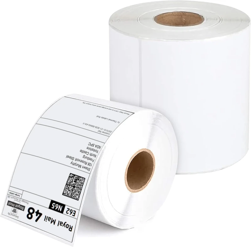 iSOUL 4X6 Direct Thermal Printer Labels Roll 100mm x 150mm 50000 White Permanent Adhesive Shipping Labels Rolls Compatible with Etsy, Shopify, Amazon, Royal Mail, FedEx 100 Rolls