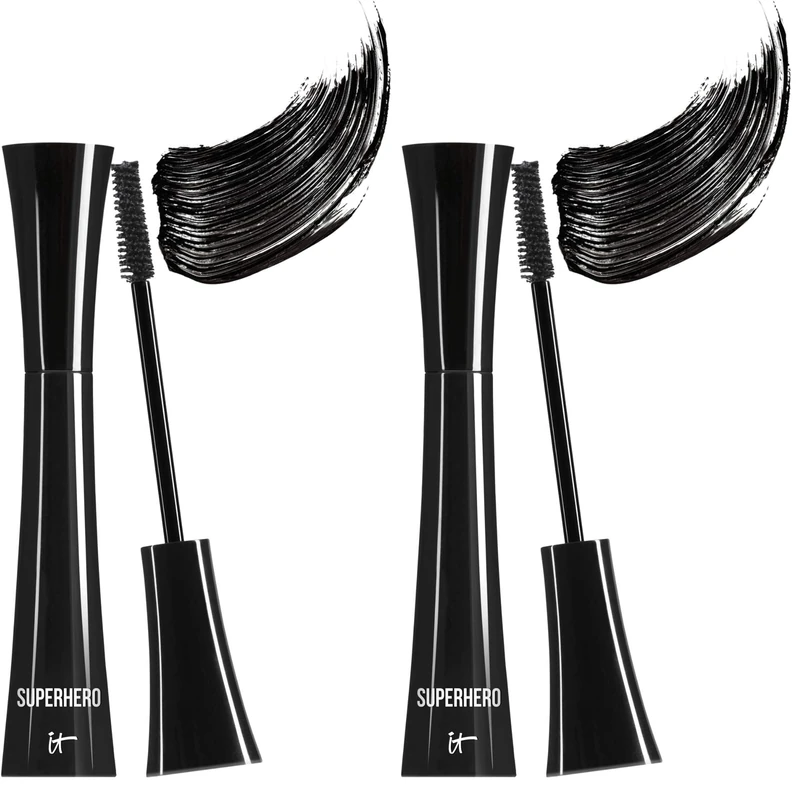 IT Cosmetics Superhero Mascara, Volumises & Lengthens Lashes, Made with Biotin, Shade: Super Black (Pack of 2)