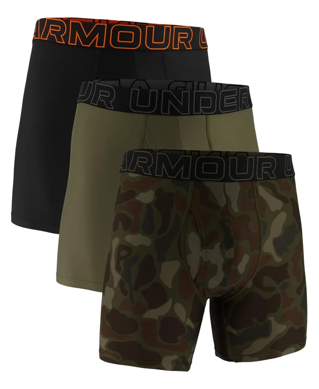 Under Armour mens Multi-pack Performance Tech Boxerjock Brief, 6" Inseam, All-day Comfort & Soft, Marine/Black/Camo, L