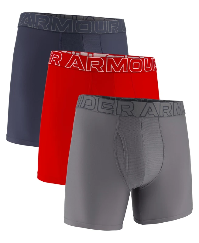 Under Armour mens Multi-pack Performance Tech Boxerjock Brief, 6" Inseam, All-day Comfort & Soft, Red/Gray/Titan, XXL