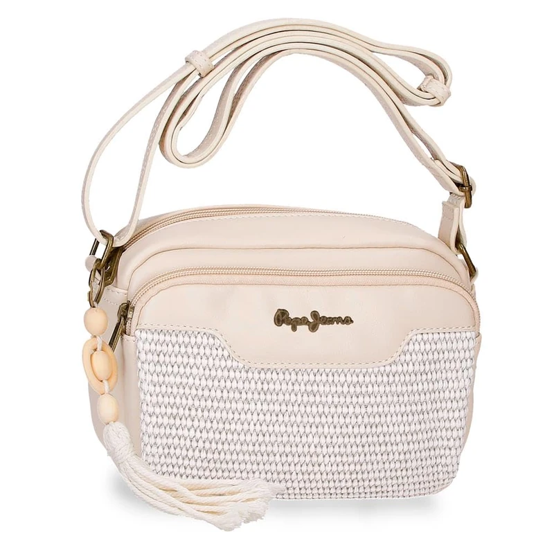 Pepe Jeans Clara Shoulder Bag Beige 21x15x6 cms Polyester y PU by Joumma Bags