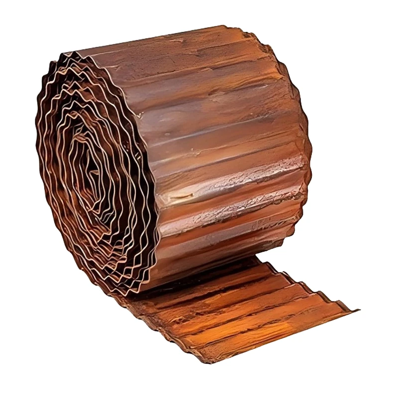 Relaxdays Lawn Edging, 10 m x 15 cm, Metal, Rust Effect, Roll, Flexible Bed Border for Lawns & Flowerbeds, Brown