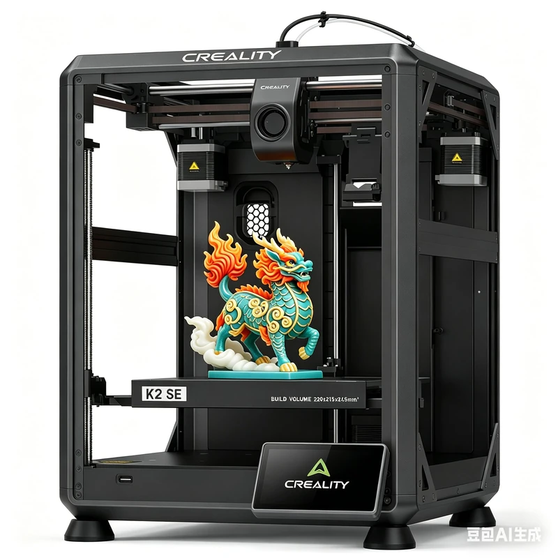 Creality K2 SE 3D Printer Support Multicolor Printing Needs CFS, 500mm/s High-Speed Printing with Auto Leveling, Vibration Control, Compact Desktop 3D Printer, Print Size 220x215x245mm