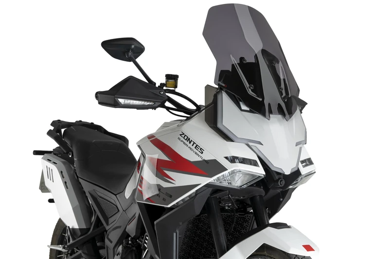 Puig 22320F Aerodynamic Touring Windscreen made of PMMA with UV protection and rounded edge for increased riding comfort, Dark Smoke