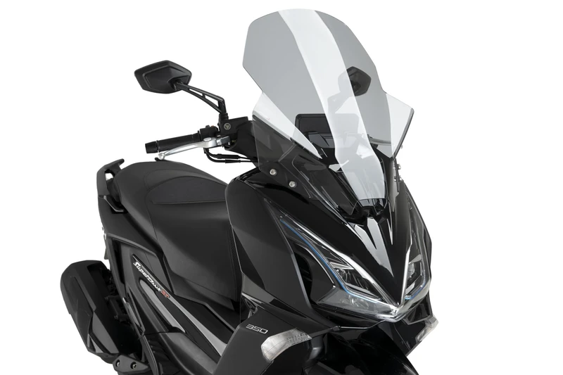 Puig 22697H Aerodynamic V-Tech Line Touring Windscreen made of PMMA with angular design for maximum wind protection and riding comfort, Smoke - Image 1