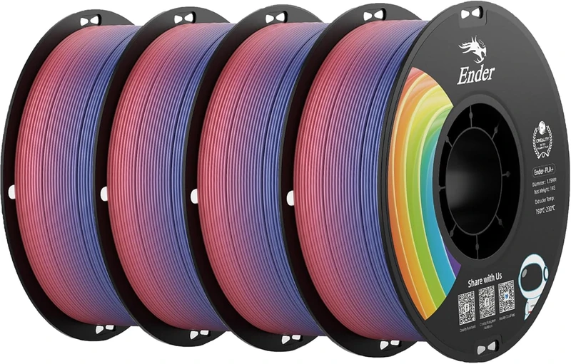 Creality Rainbow PLA+ Filament 1.75mm for 3D Printers, 4kg(8.8lb) +/-0.02mm Dimensional Accuracy, High Speed Filament with Good Toughness & Tangle Free, Fits Most 3D Printers