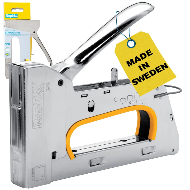 Rapid Heavy Duty Manual Staple Gun PRO R33 for No. 13 Staples, Carpet Staple Gun with 3-Step Force Adjuster, Easy Squeeze Trigger, and Ergonomic Handle, Made in Sweden (5001669)