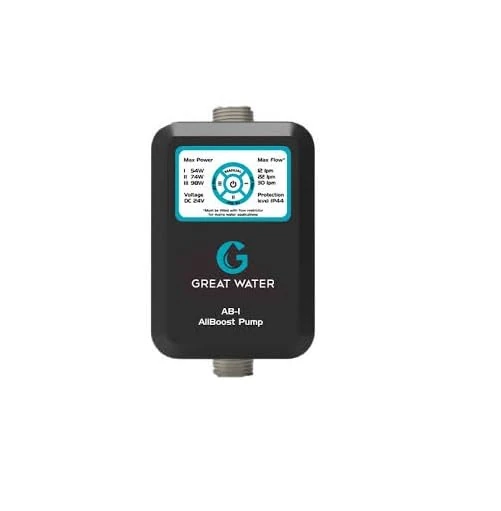 Great Water AB-1 Allboost Pump, 15 and 22mm Mains Booster Pump, Suitable for Mains & Gravity fed Systems, Mains Water Booster Pump, Boost up to Max Flow Rate 12L/m