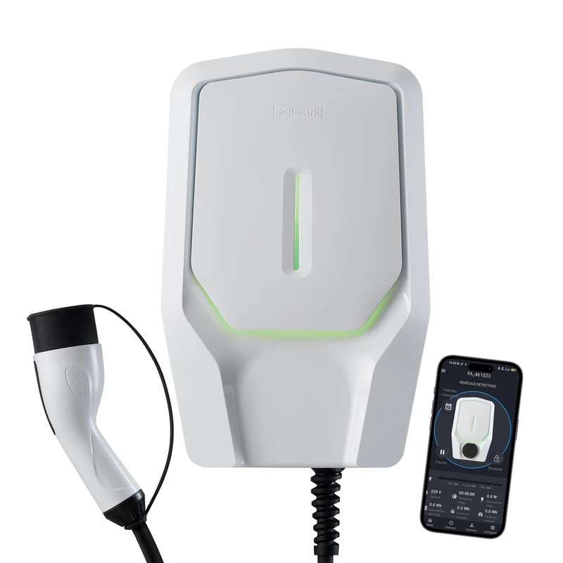 FAMATEL – E-3lectric Wallbox. Advance Solar | Electric Car Charger with Solar Compatibility | Type 2 | 22 kW | 5 m Cable | Bluetooth + App | RFID Card | IP54 | IK08 | Indoor/Outdoor