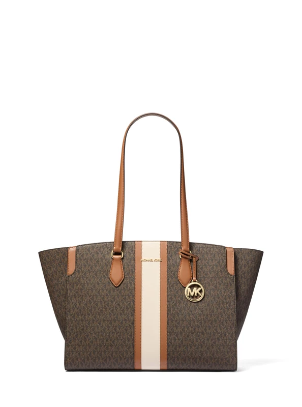 Michael Kors Becca Large Stripe and Logo Tote Bag