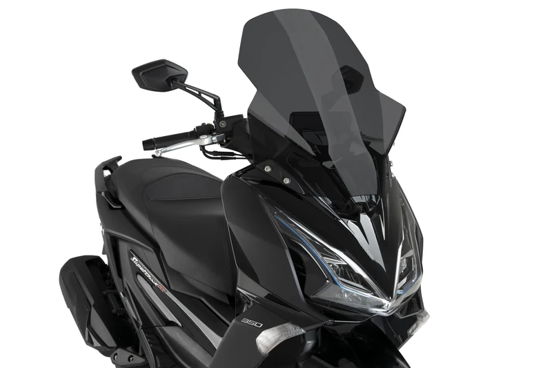 Puig 22697F Aerodynamic V-Tech Line Touring Windscreen made of PMMA with angular design for maximum wind protection and riding comfort, Dark Smoke