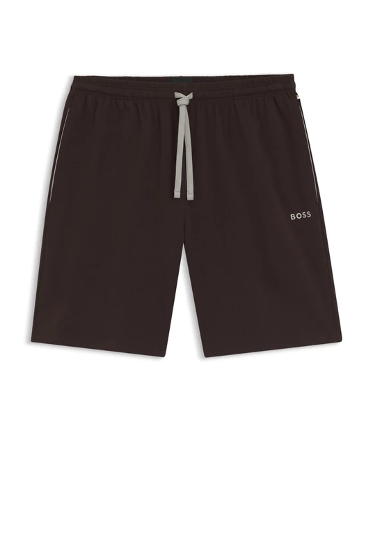 BOSS Shorts Aus Stretch-Baumwolle Mit Logo-Stickerei Brown