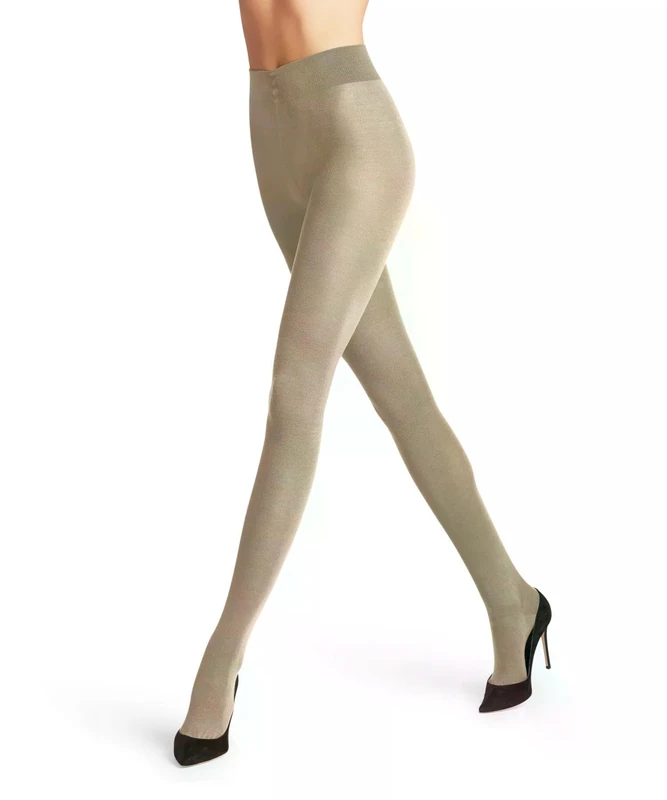 FALKE Women's Softmerino W Ti Wool Cotton Thick Plain Tights 1 Pair, Beige Linen Melange 4541, M