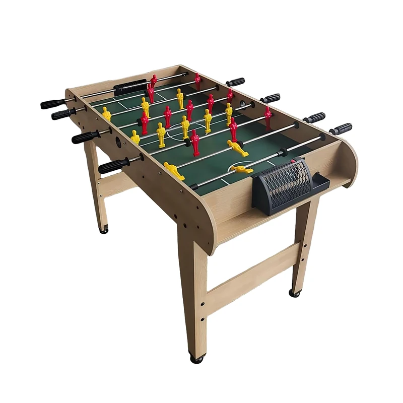 Relaxdays Foosball Table, Kids & Adults, 78x122x61cm, Wood Look, Natural/Green, 3 Balls