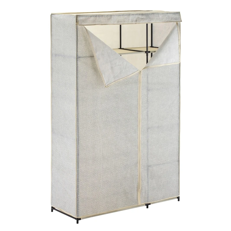 Well Home XL Folding Fabric Wardrobe with Hanging Rail - 110x174x45cm