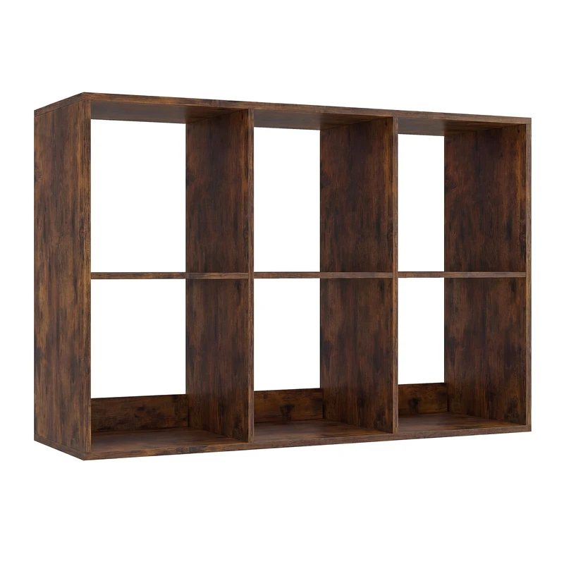 CASART Cube Storage Unit, Open Shelf Bookcase with Anti-Tipping Kits, Modern Compact Display Bookshelf for Living Room Study Office (Brown, 6-Cube: 104 x 33 x 70cm)