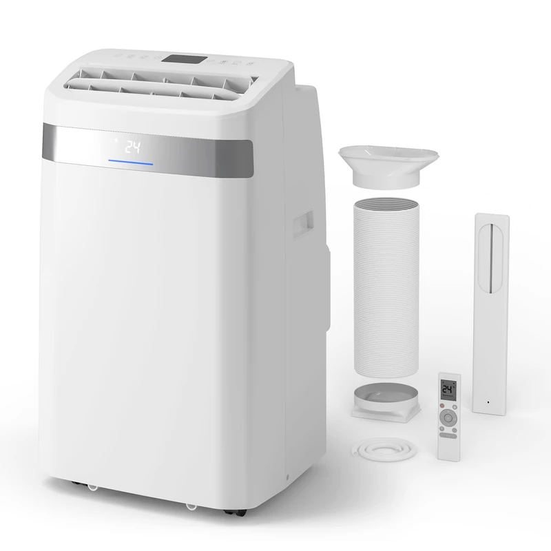 JUMMICO 12000 BTU Portable Air Conditioner with Window Kit, 4-in-1 Mobile AC Unit – Cooling, Fan, Dehumidifier & Sleep Mode, Digital Display & Remote Control, for Rooms up to 40 m²