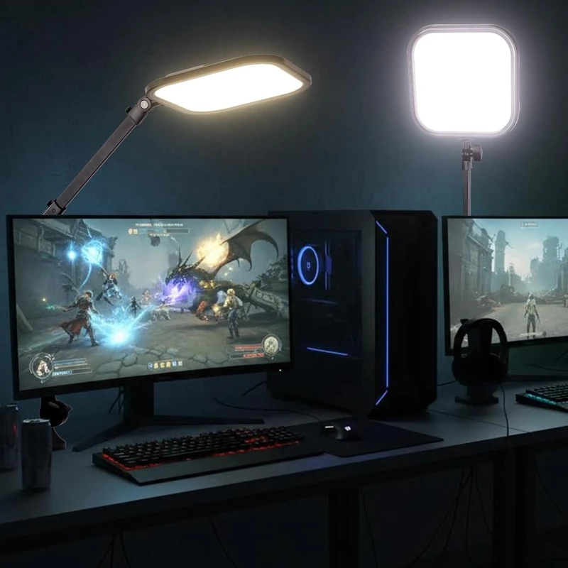 NEEWER BASICS 10.8" Video Conference Lighting with Desk Clamp Stand, 15W Bi Color Edge Lit Full Screen Dimmable Streaming Light CRI95+ for Video Recording Computer Laptop Webcam Zoom Calls, L220