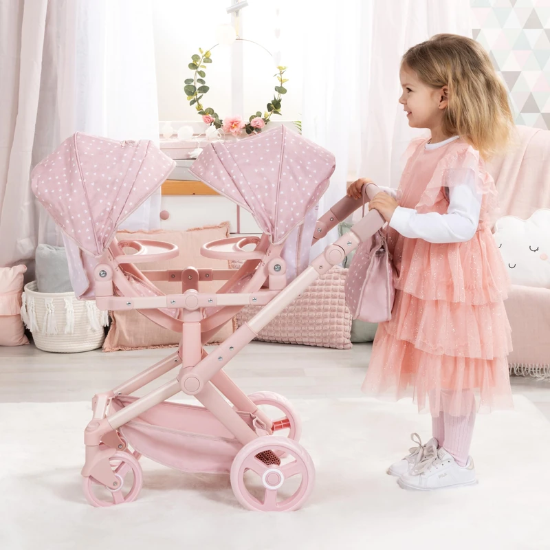 Bayer Design Twin dolls pram with bag, adjustabl, seats variable fixable