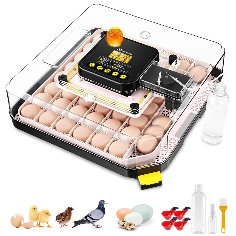 Sailnovo 48 Eggs Incubator Fully Automatic with Temperature and Humidity Control, Automatic Flipping Egg Incubator for Hens, Ducks, Quail Eggs - Farm Incubator