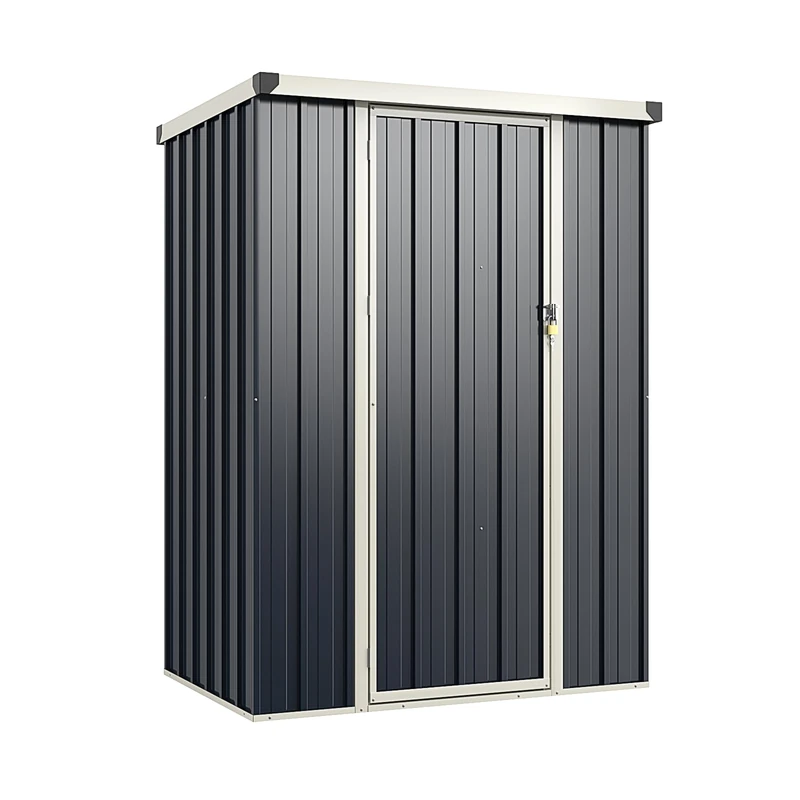 GiantexUK 4x3FT Metal Garden Shed, Galvanized Outdoor Storage Shed with Lockable Door & Snap-on Structures, All-Weather Utility Tool House Building for Backyard Patio Garbage Lawn