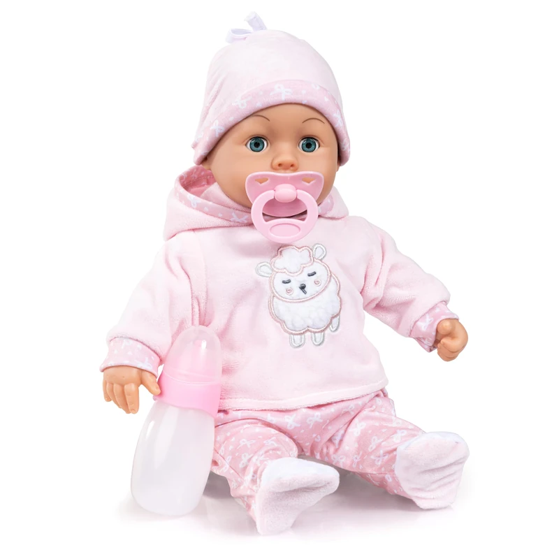 Bayer Design 93824CT Interactive baby doll, talking, soft body, sleeping eyes, cute outfit, dummy, bottle, 38 cm - Image 1