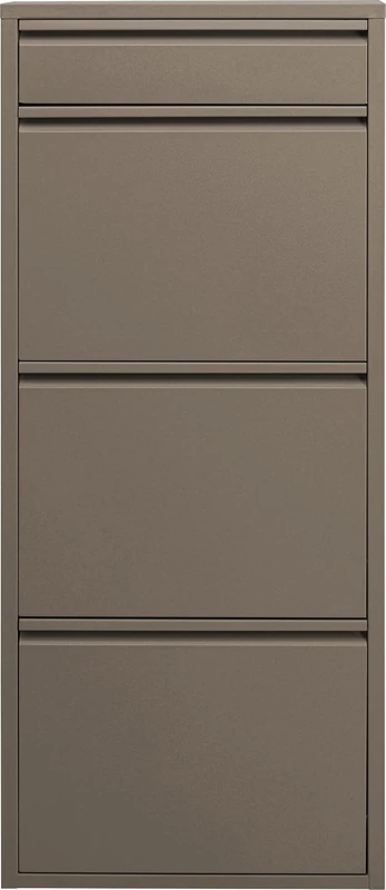 Kare Caruso 3+1 Design Shoe Cabinet Slim Space-Saving 119 x 50 x 15 cm Taupe with Key Compartment Shoe Tipper Steel Space for 6 Pairs of Shoes Hallway