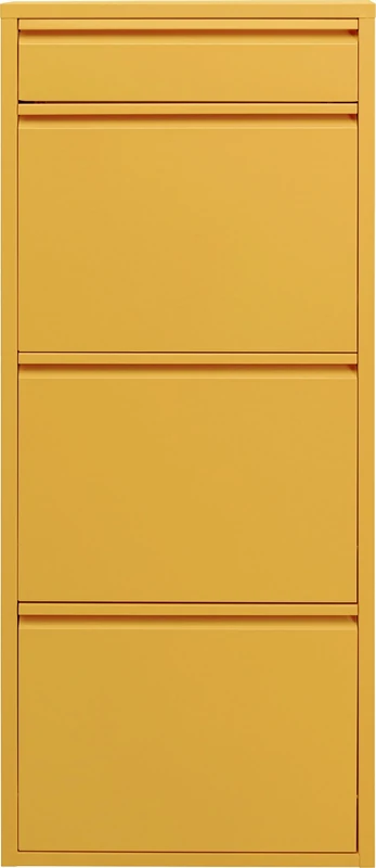 Kare Caruso 3+1 Designer Shoe Cabinet Yellow Narrow Space-Saving 119 x 50 x 15 cm with Key Compartment Shoe Tipper Steel with Space for 6 Pairs of Shoes Hallway - Image 1
