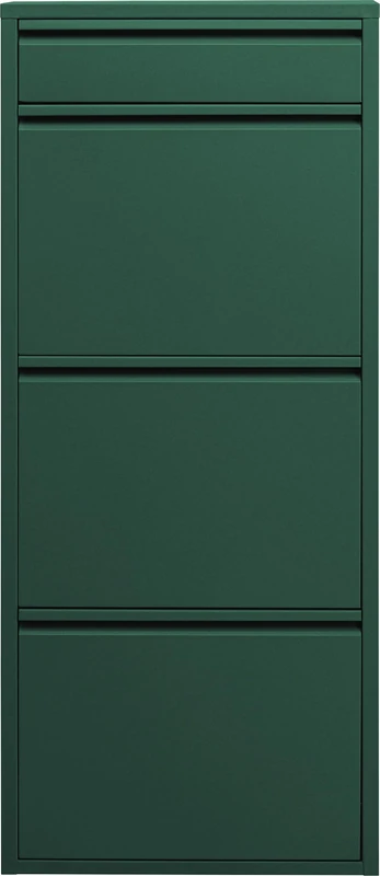 Kare Caruso 3+1 Designer Shoe Cabinet, Green, Slim, Space-Saving, 119 x 50 x 15 cm, with Key Compartment, Shoe Tipper, Steel, with Space for 6 Pairs of Shoes, Hallway - Image 1