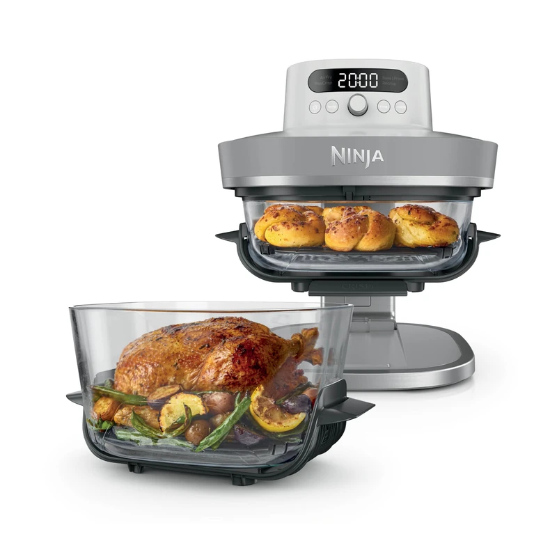 Ninja CRISPi PRO XL Glass Air Fryer (Air Fryer) - 5 Preset Preparation Functions - Includes CleanCrisp Glass Container (5.7L & 2.3L) and Storage Lid - White AS090EUWH