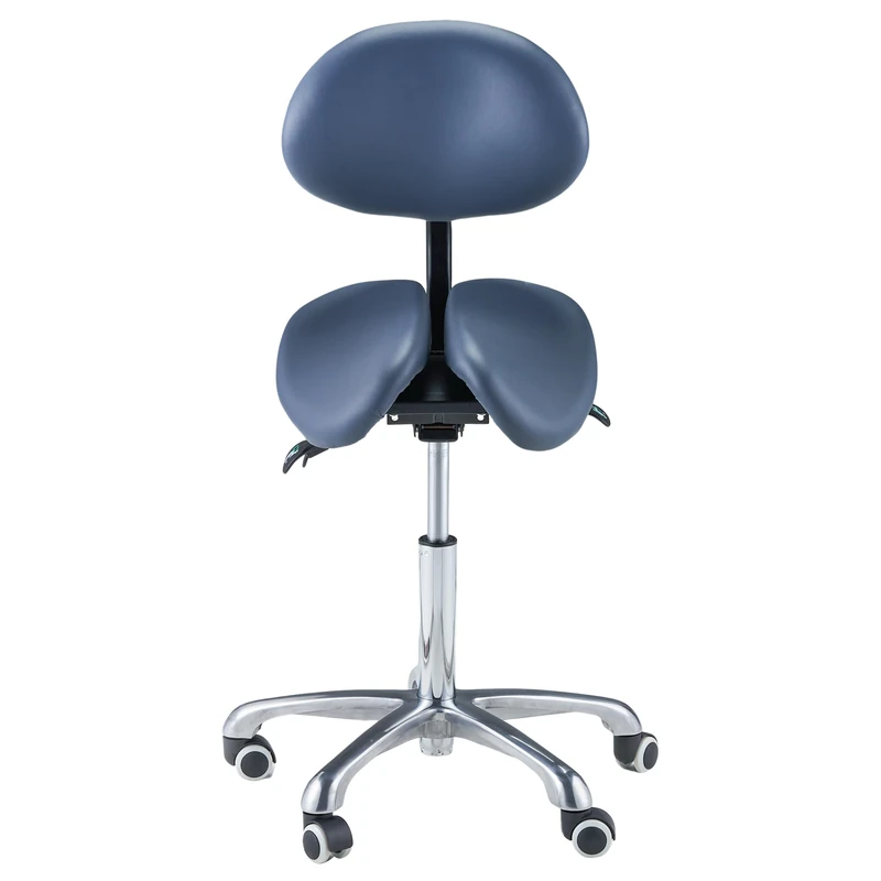 Master Massage Berkeley Split Saddle Stool with Backrest for Dentist, Massage Therpaist, Tatoo Artist in Royal Blue
