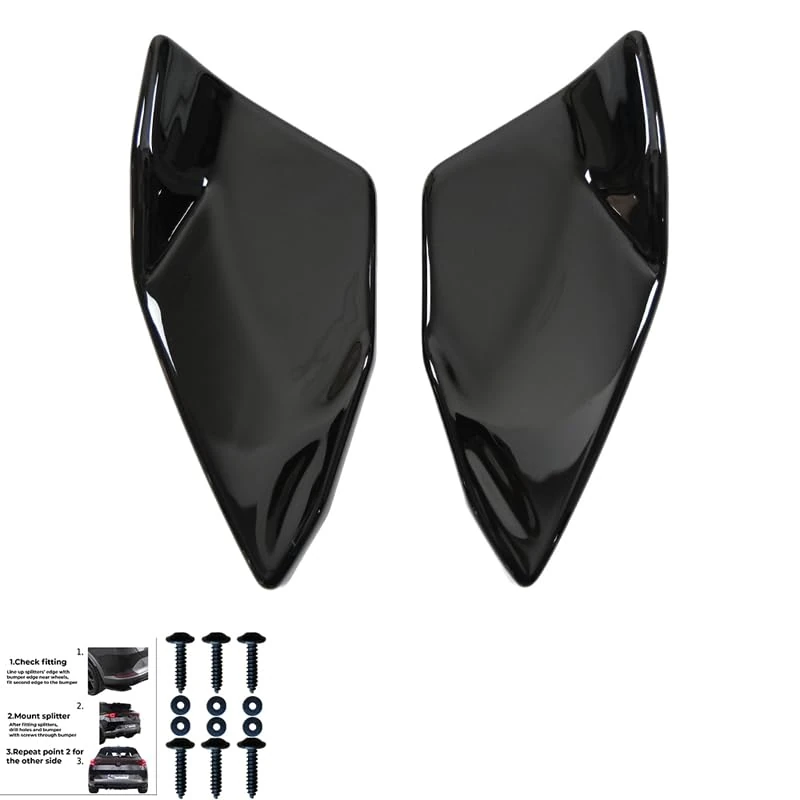 Oneway Rear Side Diffusors compatible with Volkswagen Scirocco R Facelift 2014-2017 - Gloss black