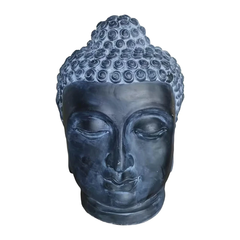 Relaxdays Buddha Head Zen Décor, Weatherproof & Frostproof, 55x36x32 cm Anthracite - Image 1