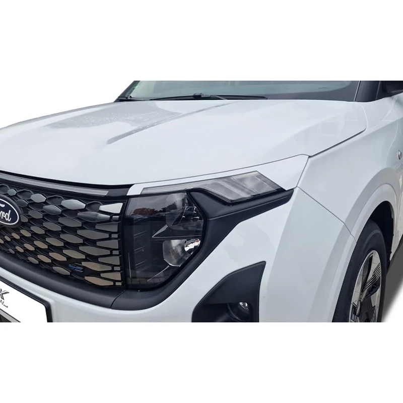 RDX Head light spoilers compatible with Ford Transit Courier & Tourneo Courier 2023- (with LED indicators & DRL) (ABS Gloss White)
