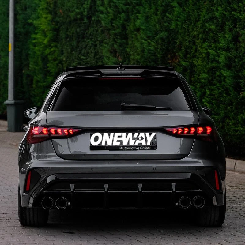 Oneway Rear Diffuser compatible with Audi A3 (8Y) Sedan/Sportback S-Line/S3 Facelift 2025- - Gloss black