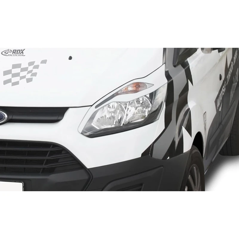RDX Head light spoilers compatible with Ford Transit Custom & Tourneo Custom 2012-2018 (ABS Gloss White)