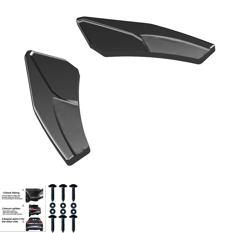 Oneway Rear Side Diffusors compatible with Audi A3 (8Y) Sportback S-Line/S3 Facelift 2025- - Gloss black