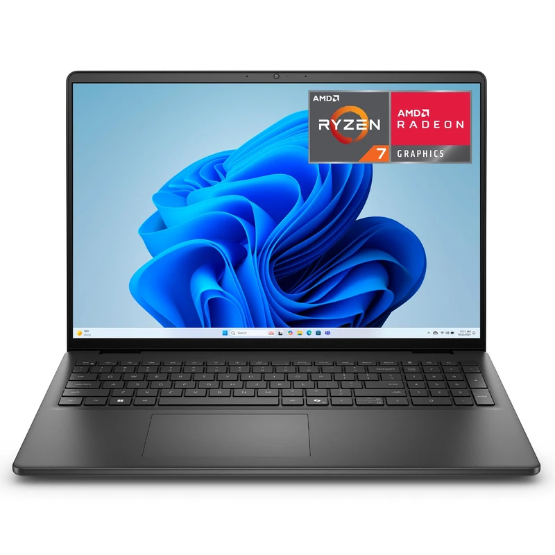 Dell 16 Laptop DC16255, 16 Inch 2K WVA Anti-Glare Display, AMD Ryzen 7 250, 16GB DDR5, 1TB SSD, AMD Radeon Graphics, Windows 11 Home, Backlit UK QWERTY Keyboard, Carbon Black