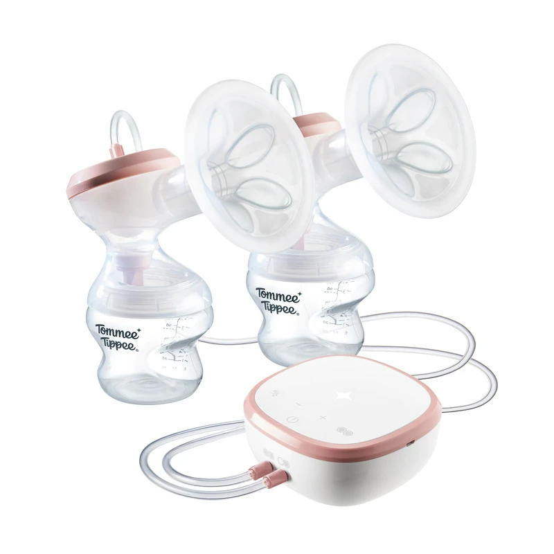 Tommee Tippee Double Electric Breast Pump, Hospital Grade, Soft Silicone Petal Massage Cushion, 24mm Flange + 5 Inserts for Perfect Fit, 2 Modes & up to 9 Levels, Quiet, USB Rechargeable, 90 Mins