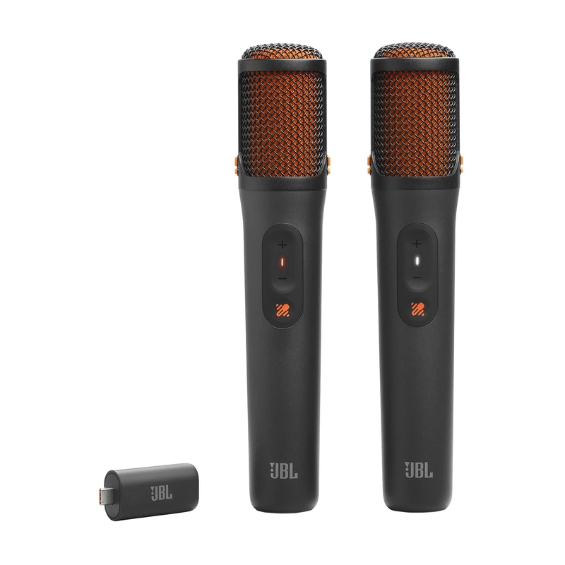 JBL EasySing Mics, 2 Wireless AI Karaoke Microphones with Real-Time Vocal Removal and USB-C PartyBox Dongle, Black