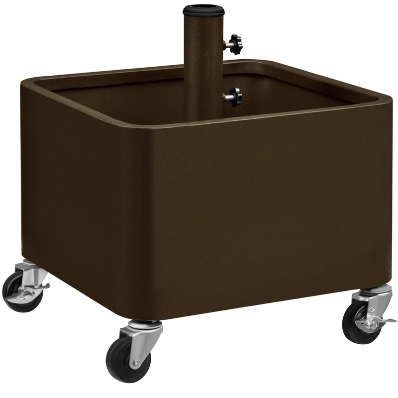 Yaheetech 4 Wheels Portable Metal Umbrella Base Stand Free Standing Umbrella Base with Fillable Planter Drainage Hole Wheels for Outdoor Patio Garden Backyard Market, Brown