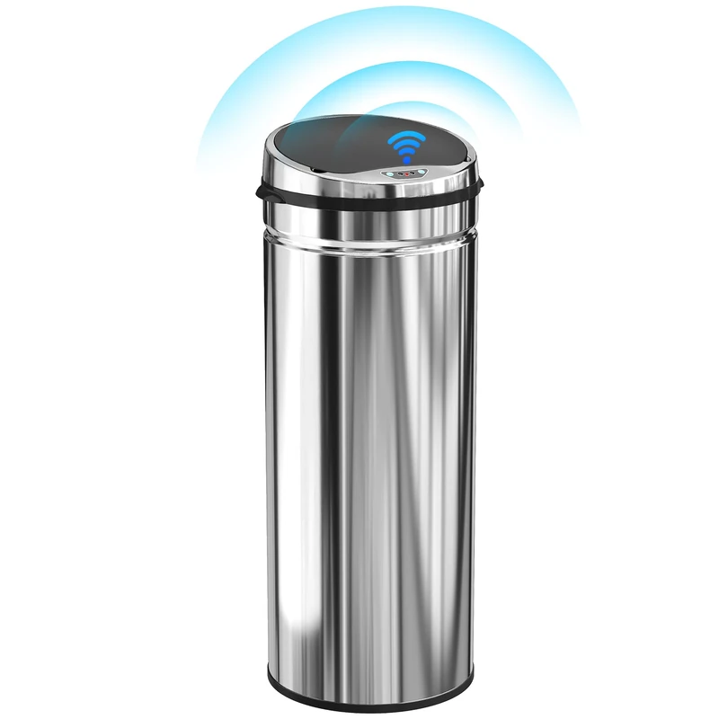 HOMCOM 50L Sensor Bin with Quiet Soft-Close Lid, Automatic Touchless Motion Sensor Rubbish Bin with Fingerprint Resistant, Stainless Steel for Hygienic Kitchen, Home Office Use, Silver